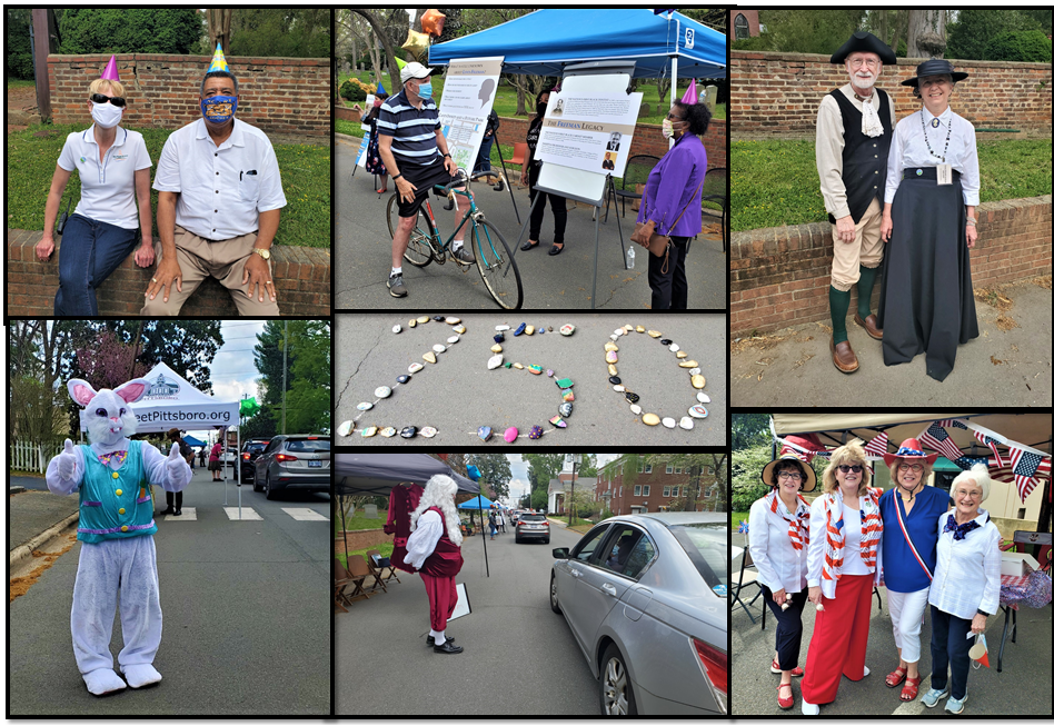 Collage of photos from a 250th anniversary celebration.